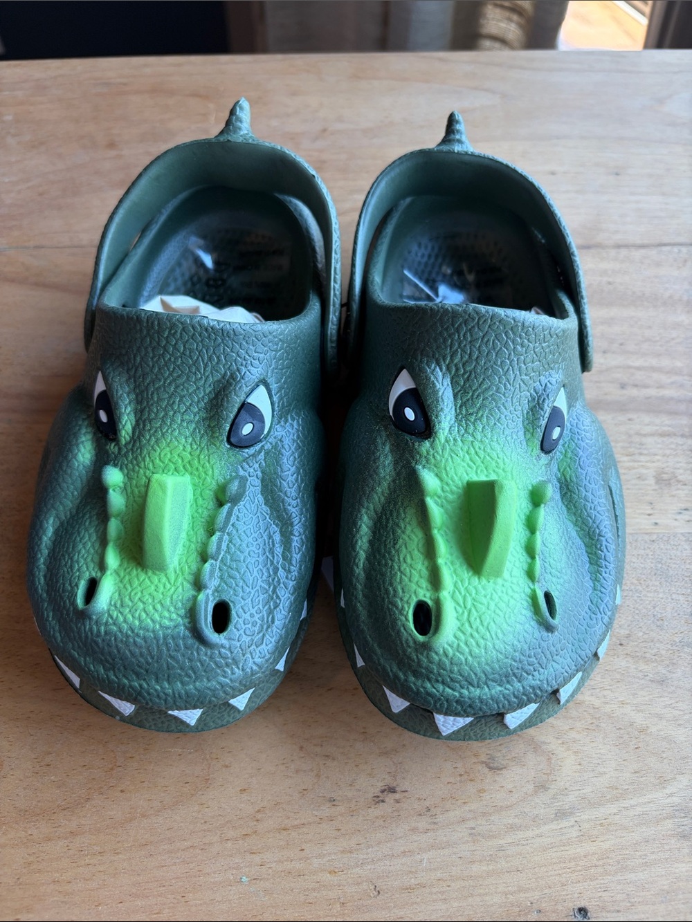 Norty Kids Green Dinosaur Clog Shoes - Fun Slip-On Sandals